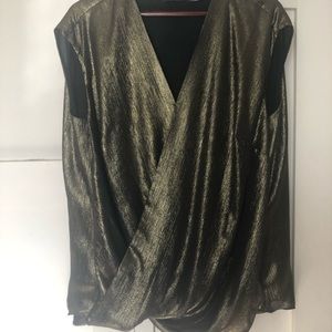 RALPH LAUREN GOLD LAME WRAP TOP—-Cute and Comfortable